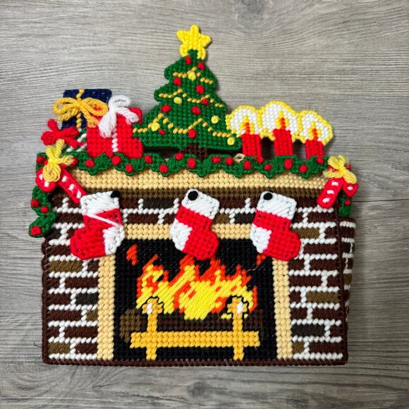 Christmas Fireplace Handmade Decoration Ornaments Angel Santa Snowman Tree Train - Picture 2 of 8